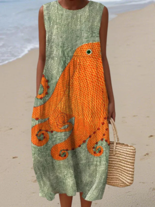 SLEEVELESS MIDI DRESS