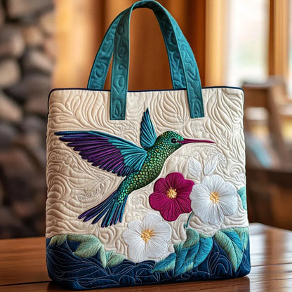 Bolso Artesanal - Colibrí y Flor Blanca