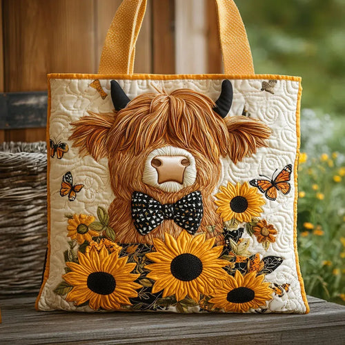 Bolso Artesanal - Vaca de las Highlands con Girasoles