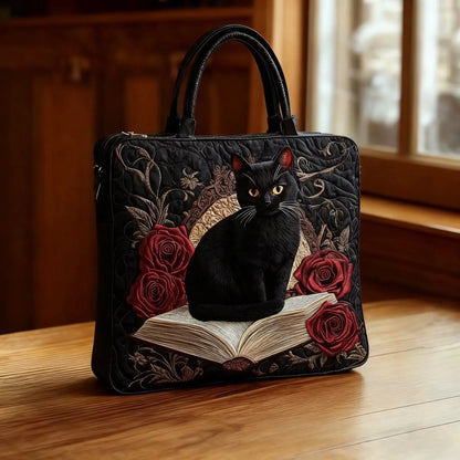 Bolso Artesanal - Gato Negro sobre Libros