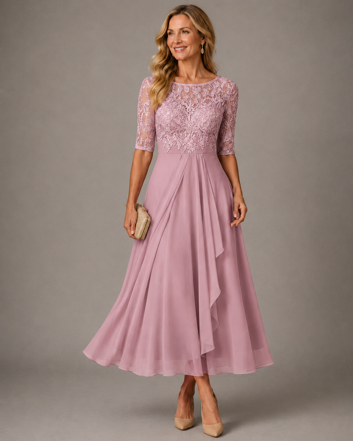 Romina | Abito Midi in Pizzo Slanciante