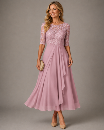 Romina | Abito Midi in Pizzo Slanciante