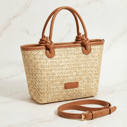 Bolso Valeria | Rafia y Piel Anudada