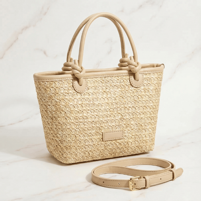 Bolso Valeria | Rafia y Piel Anudada