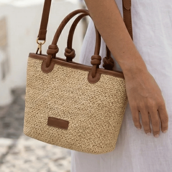 Bolso Valeria | Rafia y Piel Anudada