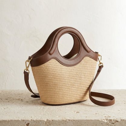Bolso Elena | Rafia Trenzada y Piel Artesanal