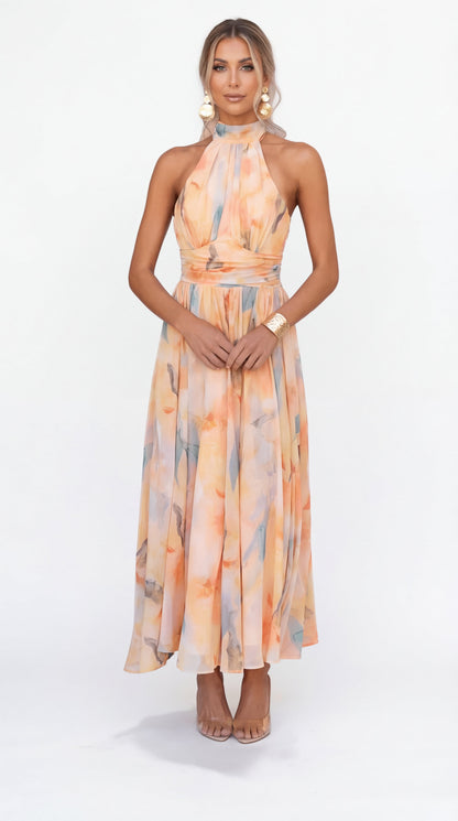Esther | Vestido Halter de Estilo Acuarela