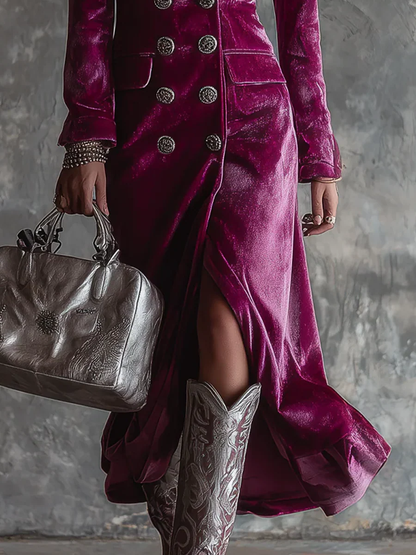 Vera| Vestido blazer largo de terciopelo