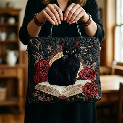 Bolso Artesanal - Gato Negro sobre Libros