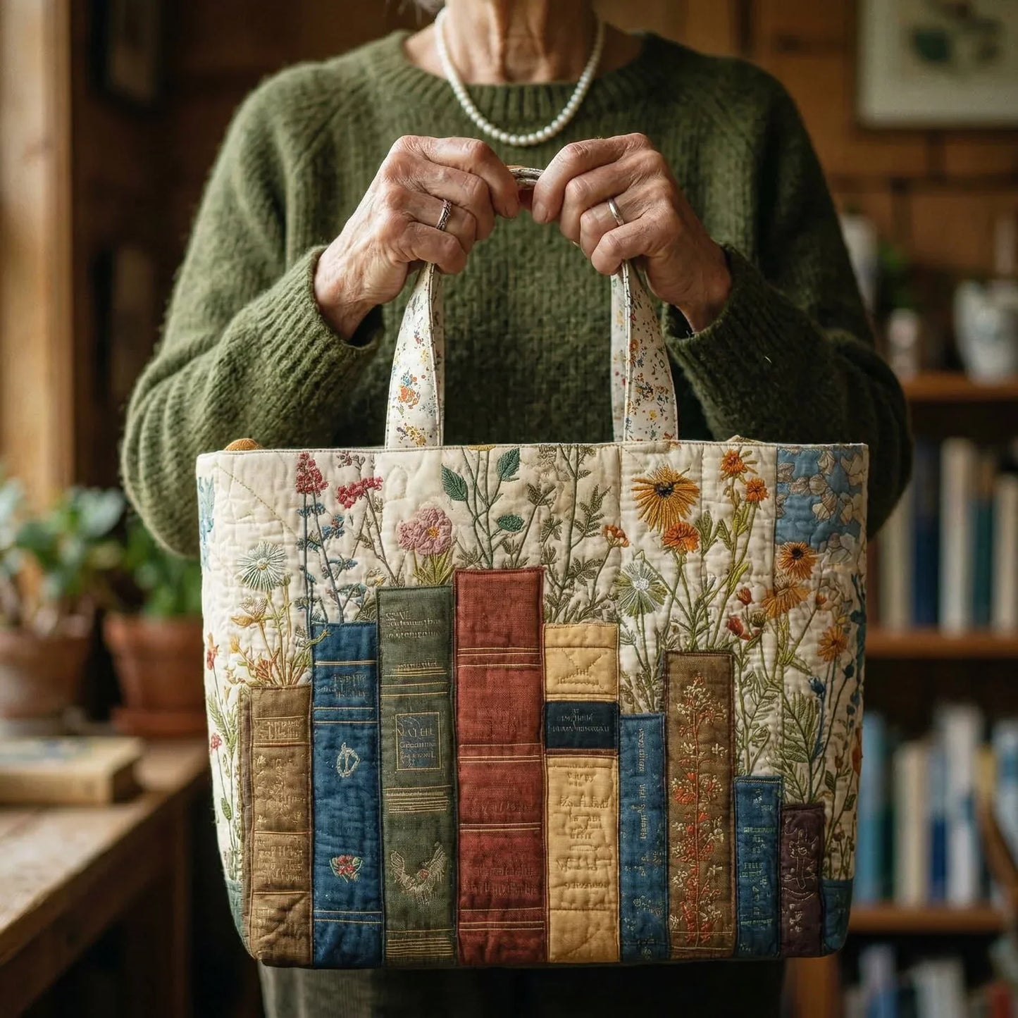 Bolso Artesanal - Libros y Flores