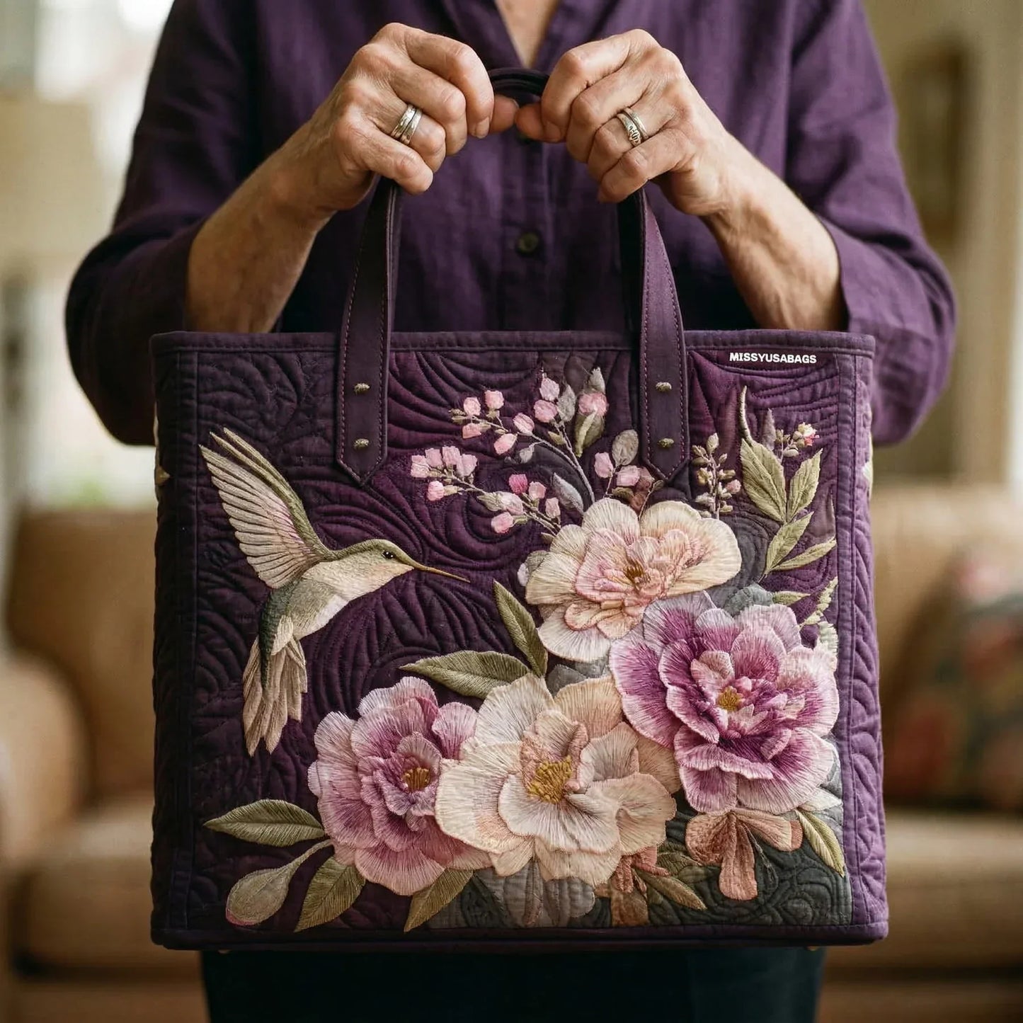 Bolso Artesanal - Colibríes y Orquídeas