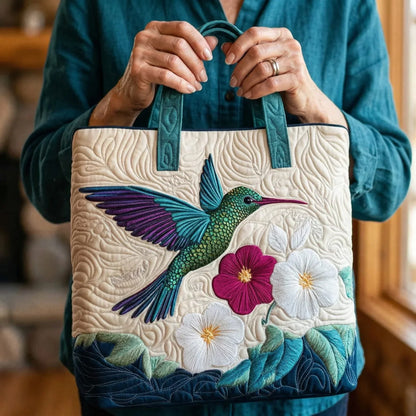 Bolso Artesanal - Colibrí y Flor Blanca