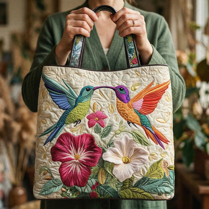 Bolso Artesanal - Colibrí y Flores Blancas