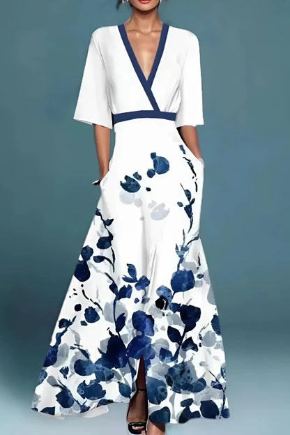 Valentina | Elegante vestido largo con escote profundo